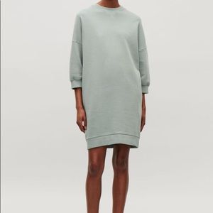 COS green cotton sweatshirt dress